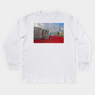 Tower of London Red Poppy Kids Long Sleeve T-Shirt